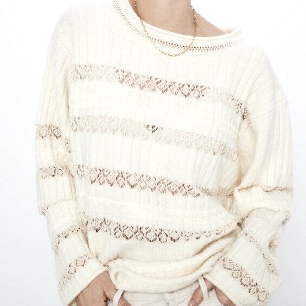 🤍ZARA Pointelle Ribbed Sweater - Picture 2 of 11